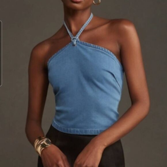 NWT Dolan Anthropologie Denim Halter Top - Picture 1 of 13